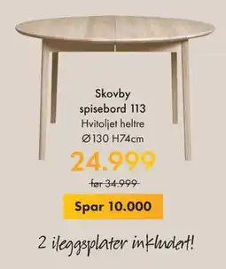 Fagmøbler Skovby spisebord 113, NOK 24999 tilbud
