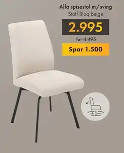 Fagmøbler Alfa spisestol m/sving, NOK 2995 tilbud