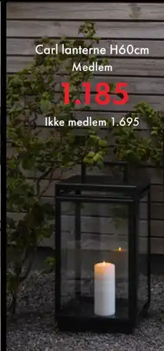 Fagmøbler Carl lanterne H60cm, NOK 1695, Medlemspris tilbud