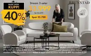 Fagmøbler Stream 3-seter, NOK 33999 tilbud