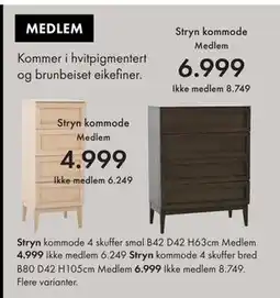 Fagmøbler Stryn kommode, NOK 8749, Medlemspris tilbud