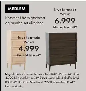 Fagmøbler Stryn kommode, NOK 8749, Medlemspris tilbud