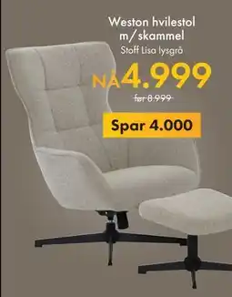 Fagmøbler Weston hvilestol m/skammel, NOK 4999 tilbud