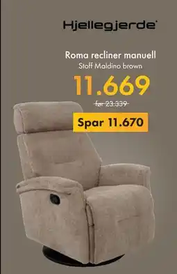 Fagmøbler Roma recliner manuell, NOK 11669 tilbud