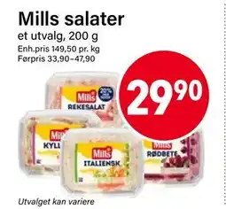 Nærbutikken Mills salater, NOK 29.9 tilbud