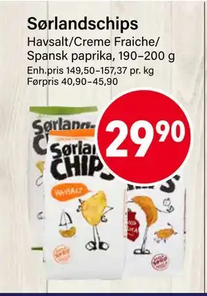 Nærbutikken Sørlandschips, NOK 29.9 tilbud
