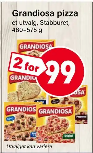 Nærbutikken Grandiosa pizza, NOK 99 tilbud