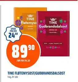 Coop Obs TINE FLØTEMYSOST/GUDBRANDSDALSOST, NOK 89.9 tilbud