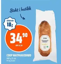 Coop Obs COOP MATPAKKEBRØD, NOK 34.9 tilbud