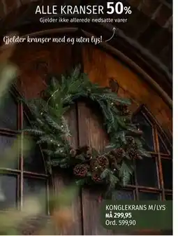 Nille KONGLEKRANS M/LYS, NOK 299.95 tilbud