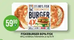 Kiwi FISKEBURGER 80% FISK, NOK 59.9 tilbud