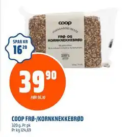 Coop Obs COOP FRØ-/KORNKNEKKEBRØD, NOK 39.9 tilbud