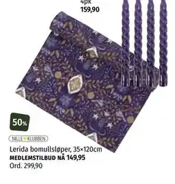 Nille Lerida bomullsløper, 35×120cm, Medlemspris tilbud