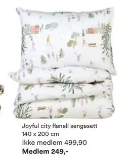 Kid Interiør Joyful city flanell sengesett 140 x 200 cm, NOK 499.9, Medlemspris tilbud