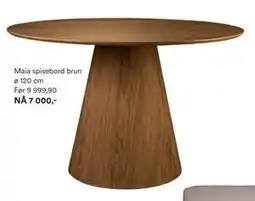 Kid Interiør Maia spisebord brun ø 120 cm, NOK 7000 tilbud