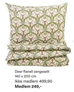 Kid Interiør Deer flanell sengesett 140 x 200 cm, NOK 499.9, Medlemspris tilbud