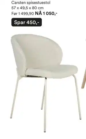 Kid Interiør Carsten spisestuestol 57 x 49,5 x 80 cm, NOK 1050 tilbud