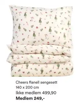 Kid Interiør Cheers flanell sengesett 140 x 200 cm, NOK 499.9, Medlemspris tilbud