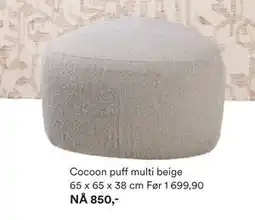 Kid Interiør Cocoon puff multi beige 65 x 65 x 38 cm, NOK 850 tilbud