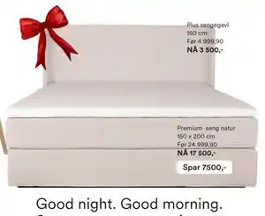 Premium seng natur 150 x 200 cm, NOK 17500