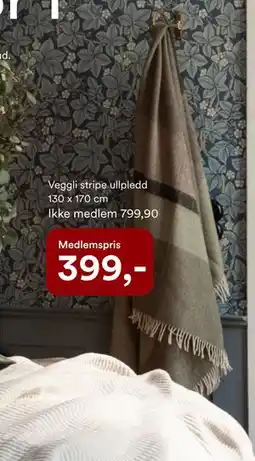 Kid Interiør Veggli stripe ullpledd 130 x 170 cm, NOK 799.9, Medlemspris tilbud