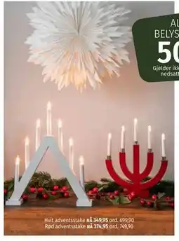 Nille Hvit adventsstake, NOK 349.95 tilbud