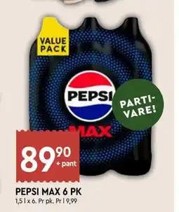 Coop Mega PEPSI MAX 6 PK, NOK 89.9 tilbud