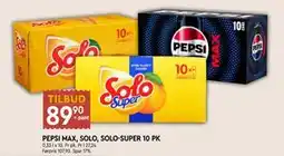 Coop Mega PEPSI MAX, SOLO, SOLO-SUPER 10 PK, NOK 89.9 tilbud