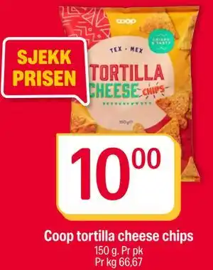 Coop tortilla cheese chips, NOK 10