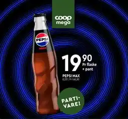 Coop Mega PEPSI MAX, NOK 19.9 tilbud