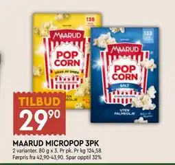 Coop Mega MAARUD MICROPOP 3PK, NOK 29.9 tilbud