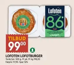 Coop Mega LOFOTEN LOFOTBURGER, NOK 99 tilbud