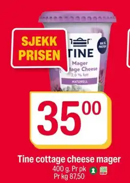 Coop Extra Tine cottage cheese mager, NOK 35 tilbud