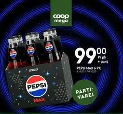 Coop Mega PEPSI MAX 6 PK, NOK 99 tilbud