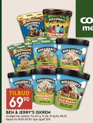 Coop Mega BEN & JERRY’S ISKREM, NOK 69.9 tilbud