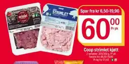 Coop Extra Coop strimlet kjøtt, NOK 60 tilbud