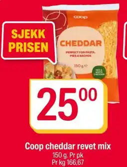 Coop Extra Coop cheddar revet mix, NOK 25 tilbud