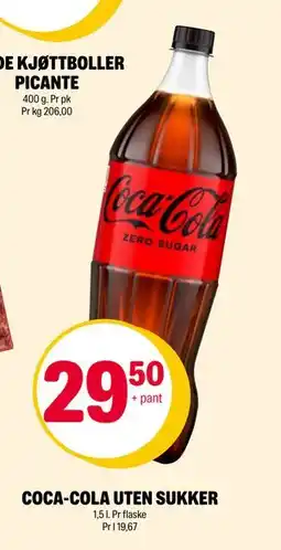Coop Extra COCA-COLA UTEN SUKKER, NOK 29.5 tilbud