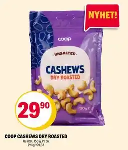 Coop Extra COOP CASHEWS DRY ROASTED, NOK 29.9 tilbud