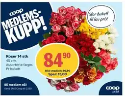 Coop Extra Roser 14 stk, NOK 99.9, Medlemspris tilbud