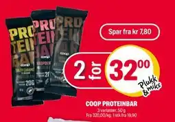 Coop Extra COOP PROTEINBAR, NOK 32 tilbud