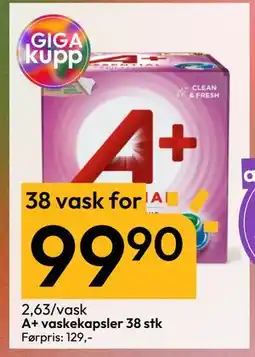 Gigaboks A+ vaskekapsler 38 stk, NOK 99 tilbud