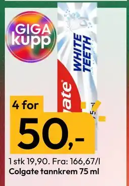 Gigaboks Colgate tannkrem 75 ml, NOK 50 tilbud