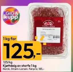 Gigaboks Kjøttdeig av storfe 1 kg, NOK 125 tilbud