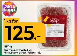 Gigaboks Kjøttdeig av storfe 1 kg, NOK 125 tilbud
