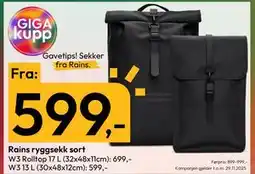 Gigaboks Rains ryggsekk sort tilbud