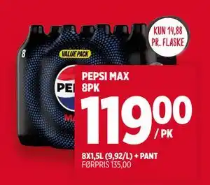 PEPSI MAX 8PK, NOK 119