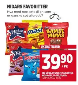 Meny NIDARS FAVORITTER, NOK 39.9 tilbud