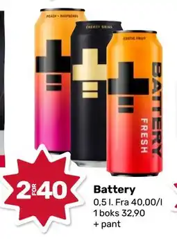 Matkroken Battery, NOK 40 tilbud