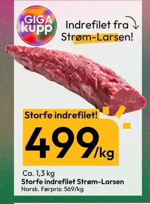 Storfe indrefilet Strøm-Larsen, NOK 499